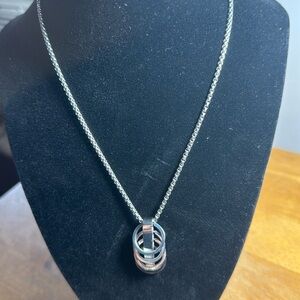 Stainless steel matching necklace and earrings set.